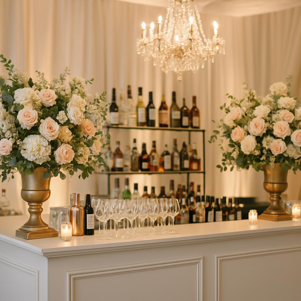 Elegant Wedding Bar Setup